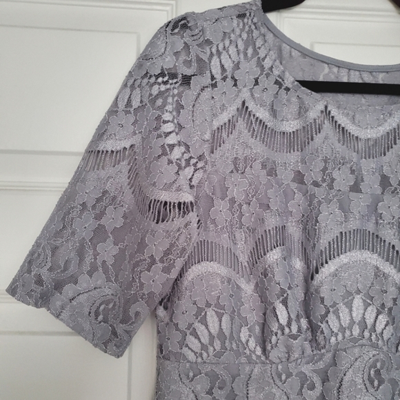 Rabbit Rabbit Rabbit Designs Gray Lace Cocktail Dress - Picture 2 of 5